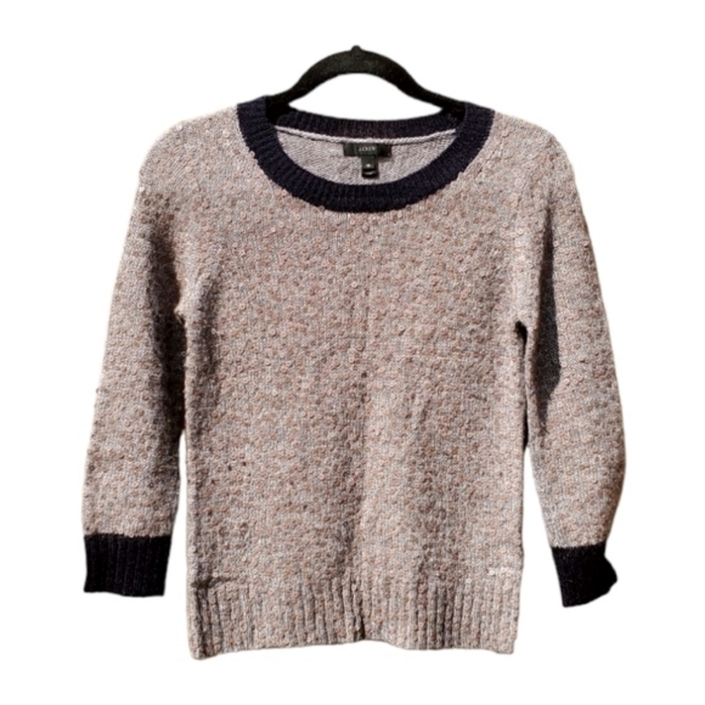 J. Crew Sweater Gray Crew Neck Sequins Size XS Preowned‎